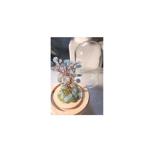 Gemstone Tree in Dome - Your Choice Aquamarine or Rose Quartz - Picture 2 of 9